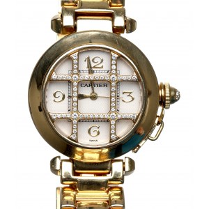 Švýcarsko, hodinky Cartier Pasha s diamantovou mřížkou