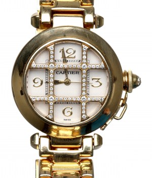 Switzerland, Cartier Pasha diamond grid watch