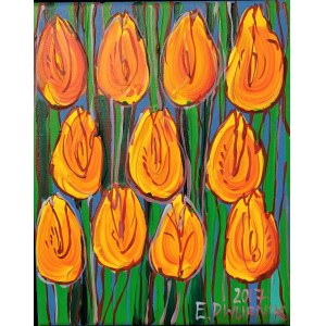 Edward Dwurnik, Żółte tulipany, 2017
