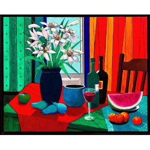 Michal Ostaniewicz, Last glass of wine and watermelon, 2017