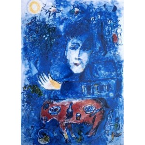 Marc Chagall (1887-1985), Zwei blaue Gesichter und ein roter Esel