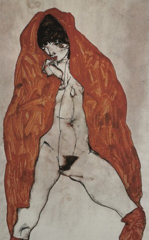 Egon Schiele (1890-1918), Akt z czerwonym szalem