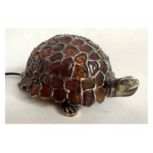 Bursztynowa lampa - żółw