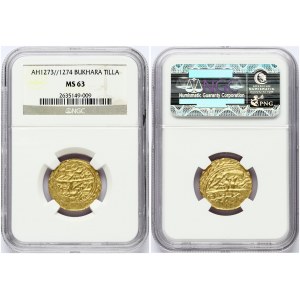 Bukhara Golden Tilla AH 1274/1858 NGC MS 63