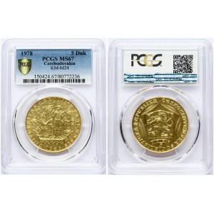 Czechoslovakia 5 Ducats 1978 Karl IV PCGS MS 67 ONLY 2 COINS IN HIGHER GRADE