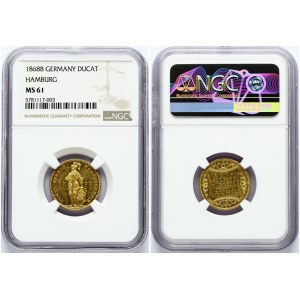Hamburg Ducat 1868 B NGC MS 61