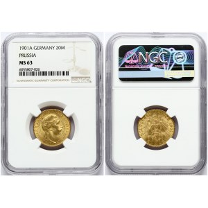 Prussia 20 Mark 1901 A NGC MS 63