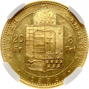 Hungary 20 Francs - 8 Forint 1883 KB NGC MS 61 PL TOP POP