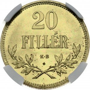 Hungary 20 Filler 1922 K·B Restrike NGC PF 66 ONLY ONE COIN IN HIGHER GRADE