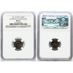 Kingdom of Napoleon 5 Soldi 1811 M NGC MS 62