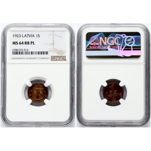 Latvia 1 Santims 1923 NGC MS 64 RB PL TOP POP