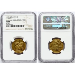 2 Ducats 1697 Coronation NGC AU 55 ONLY 3 COINS IN HIGHER GRADE