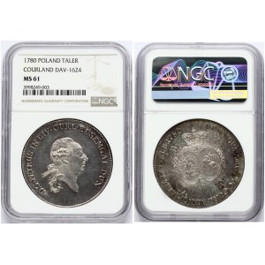 Courland Taler 1780 Mitau (R2) NGC MS 61