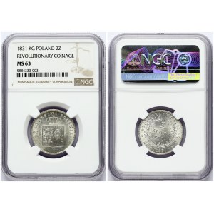 Poland 2 Zlote 1831 KG Uprising (R1) NGC MS 63