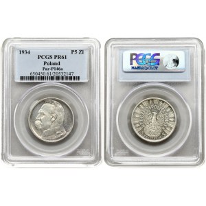 Poland 5 Zlotych 1934 PROBA PCGS PR61 ONLY 4 COINS IN HIGHER GRADE