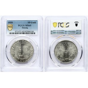 Danzig 10 Gulden 1935 PCGS MS 65 ONLY ONE COIN IN HIGHER GRADE
