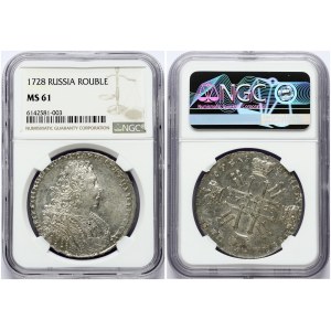 Russia Rouble 1728 NGC MS 61