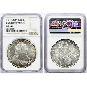 Russia Rouble 1737 NGC MS 63+ ONLY ONE COIN IN HIGHER GRADE