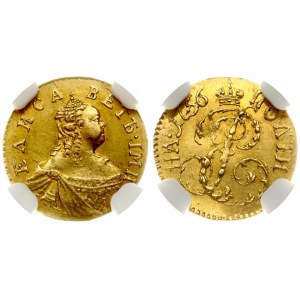 Russia Gold Poltina 1756 (R) NGC MS 61