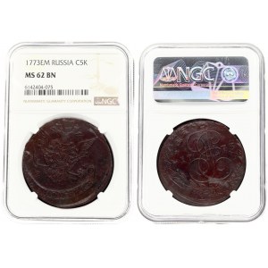 Russia 5 Kopecks 1773 ЕМ NGC MS 62 BN ONLY 2 COINS IN HIGHER GRADE