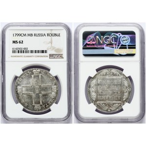 Russia Rouble 1799 СМ-МБ NGC MS 62 ONLY 4 COINS IN HIGHER GRADE