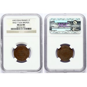 Essai-Module of Half Imperial of Russia 1845 Paris NGC MS 62 BN