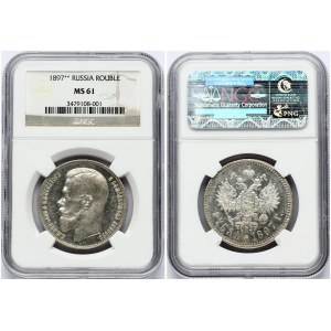 Russia Rouble 1897 (**) NGC MS 61