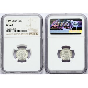 Russia 10 Kopecks 1929 NGC MS 66 ONLY 4 COINS IN HIGHER GRADE