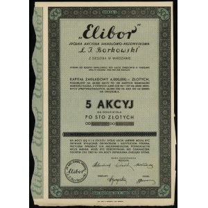 Polen, 5 Aktien zu je 100 Zloty = 500 Zloty, 1934, Warschau