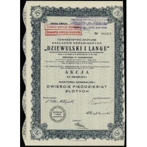 Polska, akcja na okaziciela o wartości 250 złotych, 1926, Warszawa