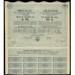 Poľská republika (1918-1939), dlhopis VIII-ma 6% konverzný úver na 142 zlotých, 25.1.1930, Varšava