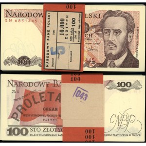 Polen, Packung mit 100 Stück x 100 Zloty mit NBP-Banderole, 1.06.1986