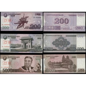 Korea Północna, zestaw 6 banknotów, 2002-2008