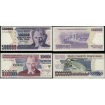 Türkei, Satz von 10 Banknoten, 1989-2002