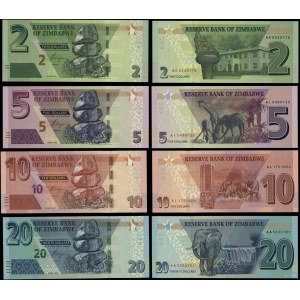 Zimbabwe, zestaw 7 banknotów, 2007-2020