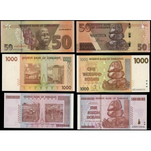 Zimbabwe, zestaw 7 banknotów, 2007-2020