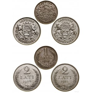 Lettland, Satz von 3 Münzen, 1924-1925, London