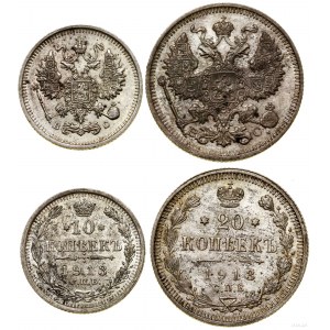Russland, Los von 2 Münzen, 1913 СПБ BC, St. Petersburg