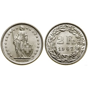 Szwajcaria, 2 franki, 1967 B, Berno