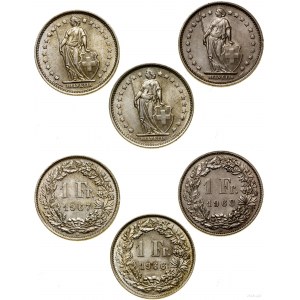 Schweiz, Satz: 3 x 1 Franken, 1966-1968, Bern