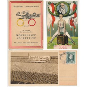 13 db régi sport motívumú képeslap: külföldi sportesemények, fesztiválok reklámjai / 13 pre-1945 sport motive postcards...