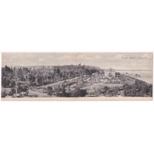 Balatonföldvár, Zrínyi szálloda, fürdőkabinok. 2-részes kinyitható panorámalap (EK)