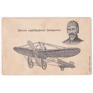 1909 Budapest, Bleriot repülőgépével Budapesten. Biró A. kiadása (EM)