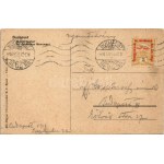 1916 Budapest I. Szent Gellért szobor. Magyar zászlós hazafias keret II. Vilmos császárral...