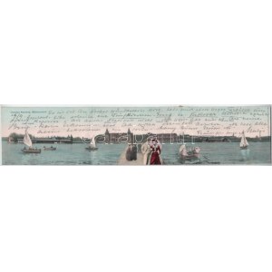 1905 Keszthely, Balaton-part, Fürdőszigetek, Hullám szálló, Balaton szálloda, Csónakázó egylet...