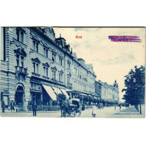 1925 Arad, Andrássy téri részlet, Központi szálloda, étterem és kávéház. Kerpel Izsó kiadása / square, hotel...