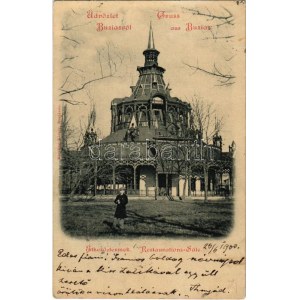 1900 Buziás, Étkező termek, étterem. Herrling Károly kiadása / restaurant hall (EK)