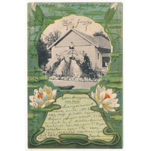 1901 Félixfürdő, Baile Felix; Hő forrás. Szecessziós litho keret, Sonnenfeld Adolf kiadása / water spring...