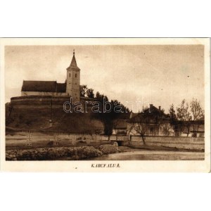 Karcfalva, Csíkkarcfalva, Carta; Római katolikus templom. Bara Ágoston kiadása / church (EK)