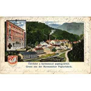 1900 Hermánd, Hermanecz, Harmanec; papírgyár és a budapesti raktár / paper factory and warehouse in Budapest...
